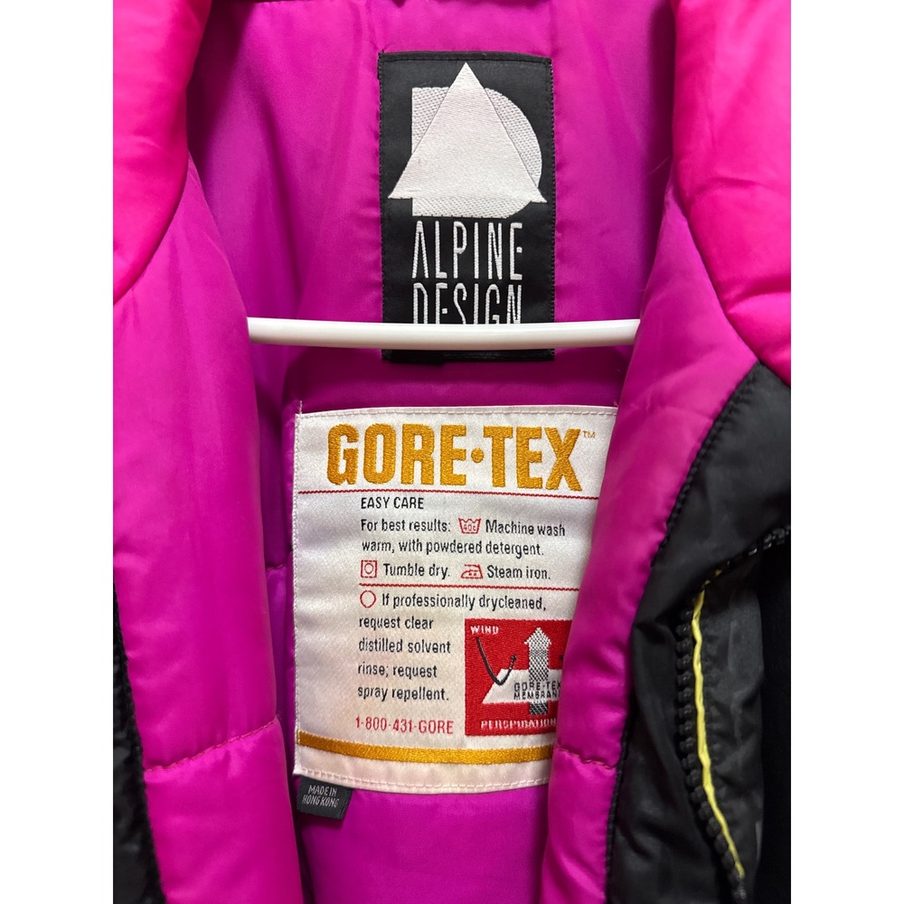 Alpine Design Kids Ski Jacket Gore Tex Black Pink Yellow Size 14 - Picture 2 of 8